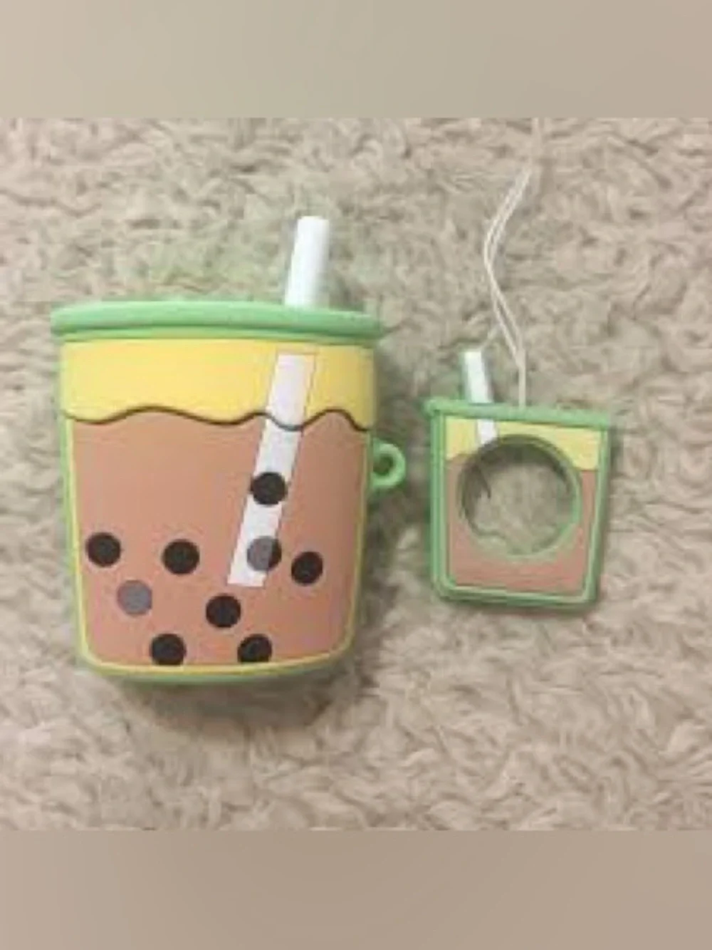 Silicone Bubble Tea AirPods Case Cover - Green & Pink
